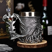 economico Tazze e tazzine-Boccale da birra con drago guerriero, regalo per l&#039;Oktoberfest, boccale con drago di fuoco della mitologia occidentale, boccale con spada nordica, tazza da caffè e birra, regalo di Natale per uomo