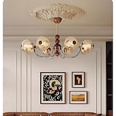 cheap Chandeliers-French Mid - Century Wood &amp; Glass Chandelier, American Retro, Multi - Room Elegance