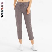 baratos calças capri-Mulheres Calças de fitness Calças de Pilates Calças de ioga Com Cordão Com bolsos Leve Cintura Alta Pilates Academia Zumba Calças Preto Verde Escuro Cinzento Roxo Outono Esportes Roupas Esportivas