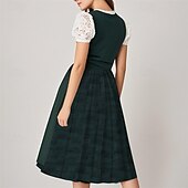 ieftine Dirndl-Bere Oktoberfest Oktoberfest Rochii Dirndl Trachtenkleader Servitoare bavareză Germană Pajiști Pentru femei Carnaval Petrecere Festivalul de Bere Pânză în stil tradițional Rochie Șorț Fără bluză