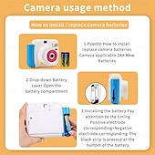 cheap Camera &amp; Photo-Lnstant Print Camera Kit with Mini Film Roll Built-in Flashlight Includes Felt Handbag and Album Perfect Gift for Women on Valentine&#039;s Day