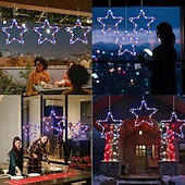 billige USB-drevet-1 stk patriotiske hengende lys smijern rød hvit blå femtakket stjerne 4. juli uavhengighetsdag 250-årsjubileum minnedag gårdsplass balkong veranda fest