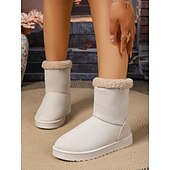 abordables Bottes-Femmes Bottes Bottes de Neige Quotidien Talon plat Bout Rond Occasionnel Daim Mocassin Chameau Noir Blanche