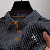 お買い得  メンズ クラシックポロ-男性用 ゴルフシャツ ゴルフポロシャツ ワーク カジュアル ラペル 半袖 ベーシック 近代の 十字架 ボタン ジャカード 夏 春 レギュラー ブラック ホワイト ネイビーブルー ブルー ダックグレー ライトブルー ゴルフシャツ