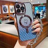 levne Pouzdra pro iPhone-telefon Carcasă Pro iPhone 16 Pro Max iPhone 15 Pro Max iPhone 16e iPhone 14 Pro Max iPhone 13 Pro Max Zadní kryt s Lanyardem Podpora bezdrátového nabíjení Nežloutnoucí Zářící barvy Uhlíkové vlákno