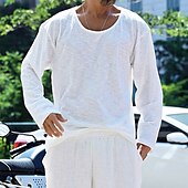 abordables t-shirts de base-Homme T-shirt Chemise à Manches Longues manche longue Col ras du cou Printemps Automne Uni Mode Designer Basique Classique Vacances Rue Sortir Noir Blanche Bleu T-shirt haut de gamme pour homme