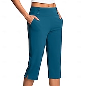 billige Vanlige leggings-Dame Bukser Fritid Treningsklær Kalv lengde Naturlig عادي Sidelommer Delt comfy Pustende Yoga- og dansesko Fritid / hverdag Sjøblå Svart Hvit Rosa Vår Høst Normal