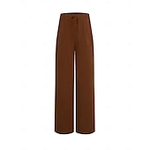 voordelige Effen katoenen linnen broek-Dames Grote maten Katoenen linnen broek Hoge taille Effen Kleur Trekkoord Breed Been Comfortabel Ademend Sneldrogend Micro-elastisch Zwart Wit Donker Marineblauw Blauw Zomer Lente Herfst Ruim Passend