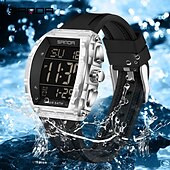 abordables Montres numériques-Sanda 6286 Montre électronique pour étudiant de type tonneau de vin Réveil multifonctionnel Montre numérique électronique pour étudiant Réveil