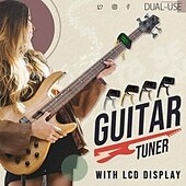 economico Articoli per la casa-Accordatore per capotasto per chitarra a doppio uso con display LCD, in lega di zinco, 2 in 1, capotasto e accordatore per chitarra acustica elettrica, strumento di regolazione precisa