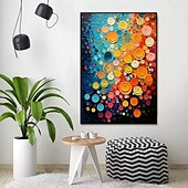 economico Quadri fiori/botanica-dipinto a olio fatto a mano su tela, decorazione da parete, cerchio colorato astratto per la decorazione della casa, dipinto appeso su telaio teso/dipinto arrotolato senza cornice