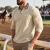 preiswerte Klassisches Poloshirt für Herren-Herren Golfshirt Golf Poloshirts Arbeit Lässig Revers Kurzarm Basic Modern Farbblock Knöpfe Frühling Herbst Normale Passform Aprikose Schwarz Weiß Gelb Rote Marineblau Golfshirt