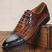 preiswerte Klassische Anzugschuhe-Oxford-Schuhe aus echtem Leder mit Krokodilprägung für Herren – eleganter Schnürschuh für modebewusste Männer, Hochzeitsempfänge und geschäftliche Veranstaltungen