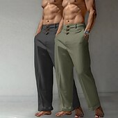 abordables Classique-Homme Pantalons en Lin Pantalons Pantalon d&#039;été Pantalons Amples Pantalons de Plage Poche Avant Jambe Droite Uni Confort Respirant Longueur complète Occasionnel Quotidien Fête Vacances Mode Blanc
