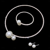 abordables Conjuntos de joyas-Los sistemas nupciales de la joyería 1 Legierung Pendientes Collare Pulseras Mujer Elegante Lujo Bonito Geométrico Alegría Forma Geométrica Conjunto de joyas Para Fiesta