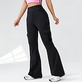 זול חותלות וגרביונים ליוגה-בגדי ריקוד נשים טייץ שלושת רבעי חותלות יוגה כיס בקרת בטן מותניים גבוהים חדר כושר ריקוד אתלטיקה תחתיות צבע אחיד שחור סתיו ספורט לבוש אקטיבי גזרה צמודה