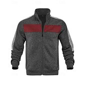 preiswerte Lässige Jacken-Herren Freizeitjacke Collegejacke Urlaub Täglich Atmungsaktiv Tasche Frühling Herbst Farbblock Mode Klassisch Stehkragen Regulär Schwarz Rote Grün Hellgrau Dunkelgray Jacken