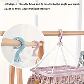 economico Organizzazione spazi-Appendiabiti girevole in plastica con 32 clip, stendibiancheria pieghevole salvaspazio per calzini e biancheria intima. &amp;piccoli oggetti, accessori per lavanderia per camera da letto, bagno, armadio