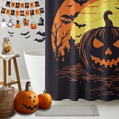 levne Halloween koupel-Halloweenský sprchový závěs s háčky, polyesterový, pratelný, voděodolný, vzorovaný, koupelnová vana, dekorace