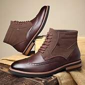 economico Stivaletti alla caviglia-Per uomo Stivali Camminata Vintage Casual Britannico Pelle PU Camoscio Confortevole Antiscivolo Caldo Allacciatura Nero Giallo Marrone Autunno Inverno