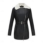 abordables vestes en sherpa-Femmes Veste en Polaire Confortable Fermeture intégrale Mode street style Uni Extérieur Décontracté Quotidien Régulier Col Rabattu Coupe régulière manche longue Vêtements d&#039;extérieur Noir Bleu Chameau