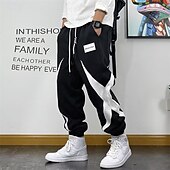 preiswerte Sweatpants-Herren Sporthose Jogginghose Hose Tasche Elastischer Bund Kordelzug Farbblock Komfort Sport im Freien Täglich Mode Lässig Schwarz Mikroelastisch