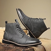 abordables Bottines-Bottines à lacets vintage pour homme – bottines à bout droit avec coutures classiques pour le travail, le week-end et l&#039;automne