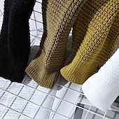 billige genser for menn-Herre Pullover genser Strikket genser Riflet Strikke Vanlige topper Strikket عادي Crew-hals Mote Grunnleggende Feriereise Dagligdagstøy Klær Høst Vinter Svart Hvit M L XL