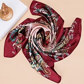 abordables Châles et étoles femme-Foulard Carré Femmes Rue Quotidien Date Vin Bleu Écharpe Imprimé Fleur