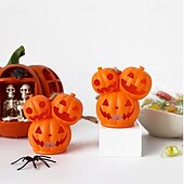 お買い得  ハロウィン室内-ハロウィンかぼちゃランタン 光る装飾小道具 3頭ミュータントかぼちゃランタン 雰囲気のある飾りランプ 1個