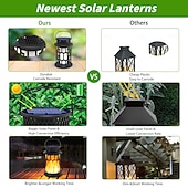 billige Halloween utendørs-1 stk halloween jul utendørs solcelledrevet vanntett blinkende flamme håndholdt lykt 28 led-stråler gårdsplass hage plen sti anhengslampe hengende lys dekorativ lys landskapslys