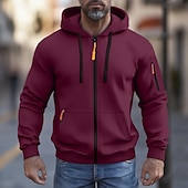 economico Felpa Tattica-Per uomo Felpa con cappuccio Felpa con cappuccio a zip intera Felpa con cappuccio in pile Felpa con cappuccio tattica Nero Bianco Verde militare Rosso Borgogna Con Cappuccio Semplice Cerniera Sport