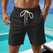 cheap Casual Shorts-Men&#039;s Shorts Summer Shorts Casual Shorts Corduroy Shorts Pocket Elastic Waist Drawstring Plain Comfort Breathable Short Outdoor Vacation Sport Casual Black White Micro-elastic