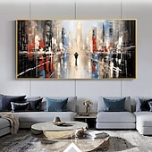 economico Quadri paesaggistici-dipinto a olio di città fatto a mano, dipinto a olio dipinto a mano, arte murale, dipinto a olio dipinto a mano, maestoso dipinto a olio di Bridger su tela, tela arrotolata originale senza cornice non