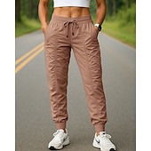 billiga Löparbyxor och tights-Dam Joggingbyxor Träningsbyxor Ficka Snörning Hög midja Underdelar Fritids- Gym Träningspass Snabb tork Fuktabsorberande Andningsfunktion Gymträning Utomhus Löpning Normal Sportkläder Sportkläder