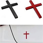 abordables Autocollants muraux-Lot de 4 autocollants en métal représentant une croix de Jésus-Christ, emblème en métal 3D pour voiture, moto, vélo électrique, décoration de logo arrière pour modification de véhicule