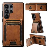 Χαμηλού Κόστους Samsung Θήκη-τηλέφωνο tok Για Samsung Galaxy S25 S24 S23 Ultra Plus S22 Plus Ultra Πίσω Κάλυμμα με βάση στήριξης Υποδοχή κάρτας Ανθεκτική σε πτώσεις Ρετρό TPU PU δέρμα