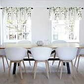 abordables Cortinas y cortinajes-1 pieza de cortina corta de cocina de vegetales de hojas verdes de 54 pulgadas x 18 pulgadas - Cortina de boca de poste lavada a máquina 100% poliéster con ojales diseño de hojas translúcidas adecuada