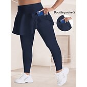 abordables Leggings lisos-Mujer Tallas Grandes pantalones Polainas Mallas De Deporte Longitud total Cintura Media Plano Bolsillos laterales 2 en 1 Confortable Levantamiento de tope Control de barriga Yoga Casual Diario Gris