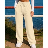 preiswerte Laufhosen &amp; Leggings-Damen Jogginghose Hose mit weitem Bein Jogginghosen Tasche Kordelzug Hohe Taille Unterteile Athleisure Fitnessstudio Trainieren Atmungsaktiv Wandern Training sportlich Normale Passform Sportbekleidung