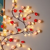 billiga LED-ljusslingor-LED-grenlampa rosrotningslampa 2,3m 144 lysdioder fjärrkontroll USB-driven böjbar atmosfärsljus ros alla hjärtans dag bröllop sovrum vardagsrum vägg julfest heminredning