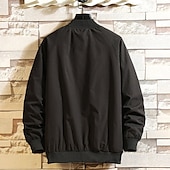 preiswerte Lässige Jacken-Herren Leichte Jacke Freizeitjacke Urlaub Täglich Atmungsaktiv Tasche Frühling Herbst Farbblock Mode Klassisch Stehkragen Regulär Aprikose Schwarz Gelb Grün Armeegrün Jacken