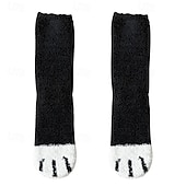 cheap Home Supplies-3 Pairs Cute Cat Claw Socks Fuzzy Coral Fleece Winter Warm Sleep Socks for Women Cozy Mid Calf Thick Soft Indoor Floor Socks