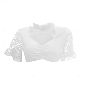 baratos Mulheres-Oktoberfest Renda Cortado Blusa Dirndl Empregada Bávaro Alemão Munique prados Mulheres Carnaval Festa Pano de Estilo Tradicional