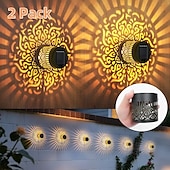 tanie Kinkiety zewnętrzne-1/2 szt. wodoodpornej lampy solarnej IP65 do ogrodzeń zewnętrznych, oświetlenia ściennego, oświetlenia schodów ogrodowych LED z otwieranym wzorem