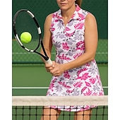 Women's Floral Tennis Dress Golf Dress Sleeveless Dress Sleeveless Zipper UV Protection Elastic Breathable Tennis Golf Badminton Polo Collar Dress Pink Tennis Clothing4