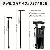 billiga Campingutrustning-justerbar höjd vandringsstav 1-pack hopfällbar käpp lätt aluminiumlegering kombinationslås resevandringshjälpmedel för män kvinnor äldre - bärbar&amp;amp;hopfällbar (svart)