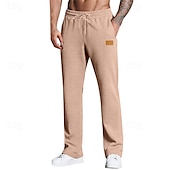 billiga Joggingbyxor-Herr Joggingbyxor Långbyxor Träningsbyxor med raka ben Ficka Elastisk midja Snörning Slät Komfort Utomhussport Dagligen Mode Ledigt Svart Vit Microelastisk