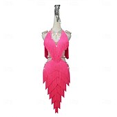 abordables Tenues de danse latine-Robe de danse latine glamour à franges pour femme – Costume à franges scintillantes, idéal pour le cha-cha et la rumba &amp;spectacle de salle de bal