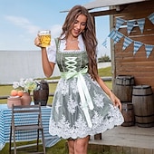 abordables Mujeres-Oktoberfest Bordado Vestidos Falda acampanada Blusa tradicional bávara Mucama bávaro Alemán Munich prados Mujer Carnaval Fiesta Festival de Cerveza Paño de estilo tradicional